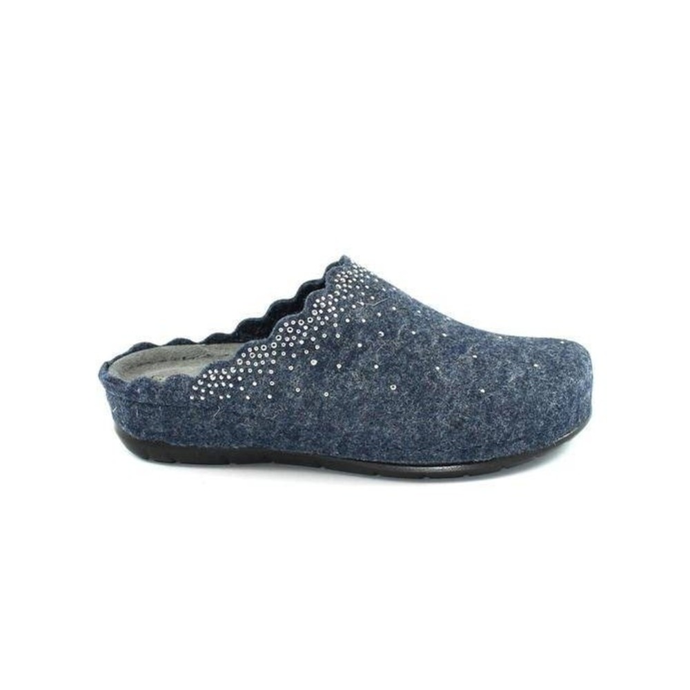 Melluso Super Comfort Wool Felt Studded Clogs Grey Mules Made in Italy Size 37